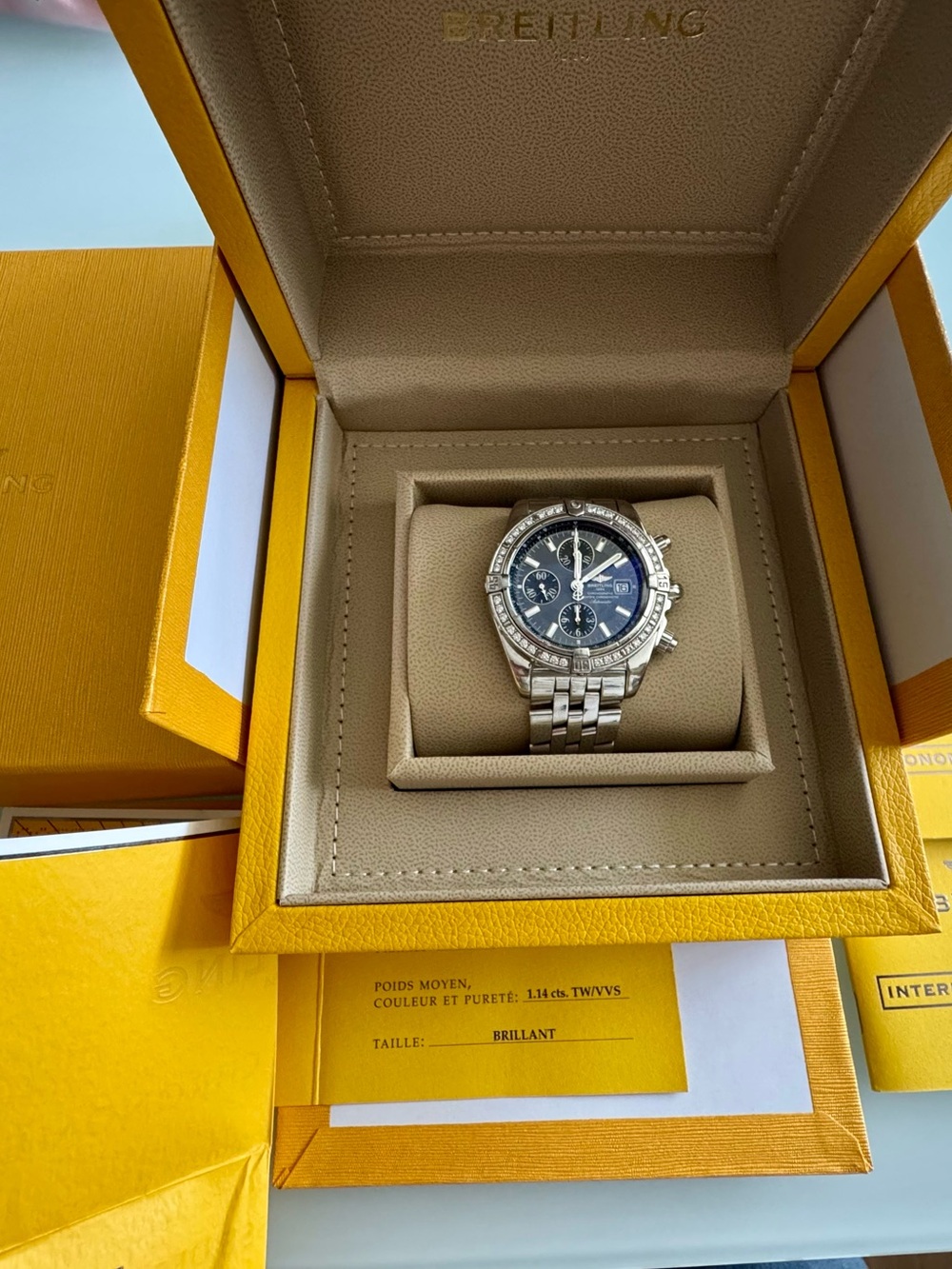 Breitling Chronomat Evo. Silver & Dark Blue Custom Timepiece - Picture 9 of 13